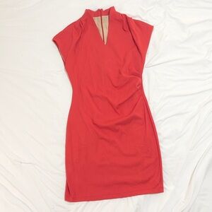 Ilusion Coral Body Con Dress | Built in Shape-wear | Size XL
